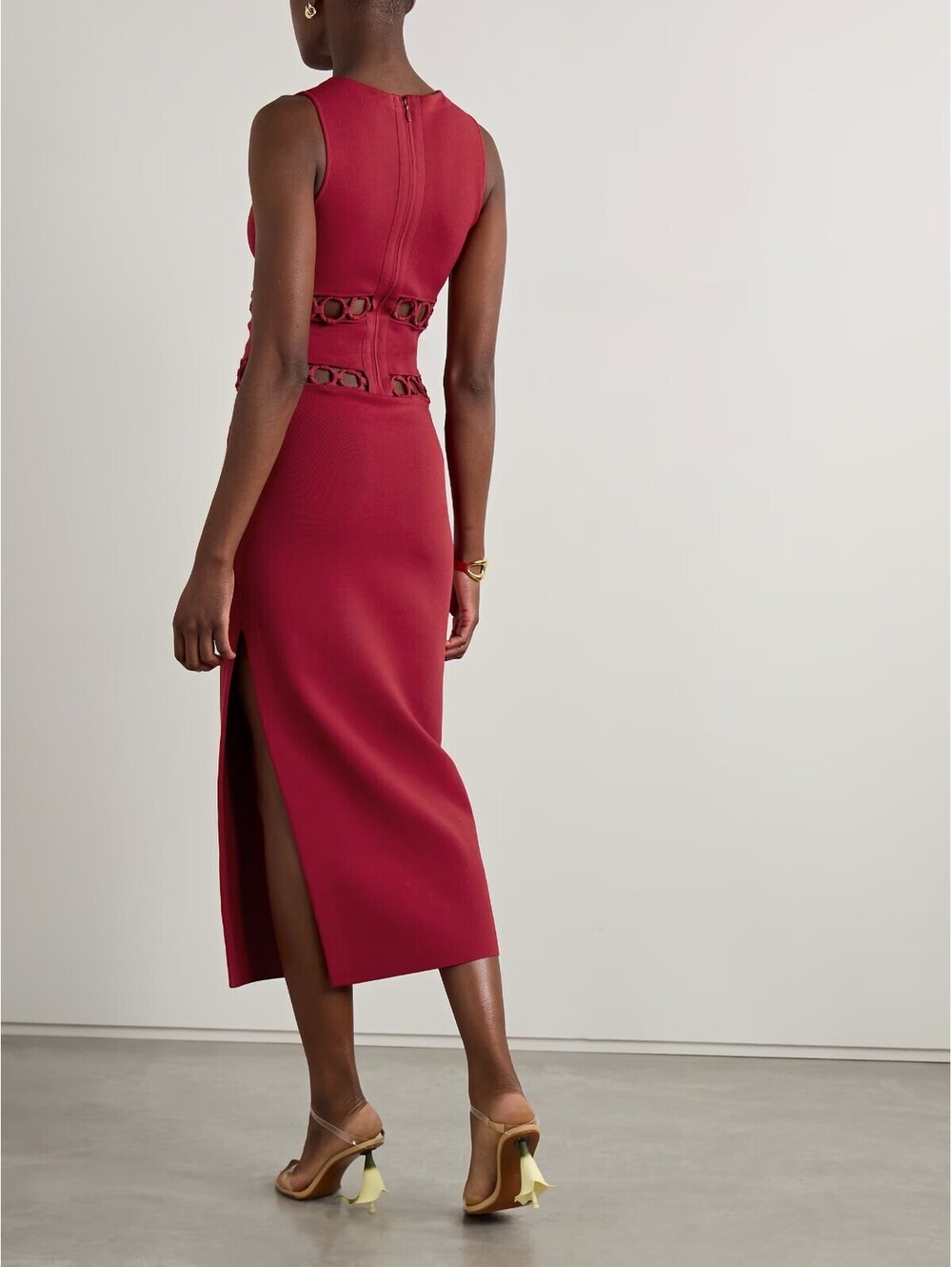 NWT Cult Gaia River Cutout Embellished Stretch Knit Midi Dress Merlot Size XS - Picture 2 of 12